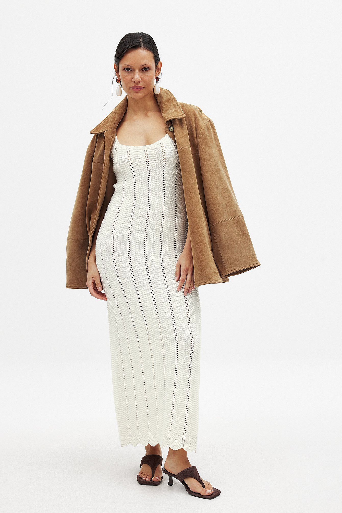 Robe Midi Femme Maille Fine | Coupe Fluide, Col Rond | Style Confort Moderne