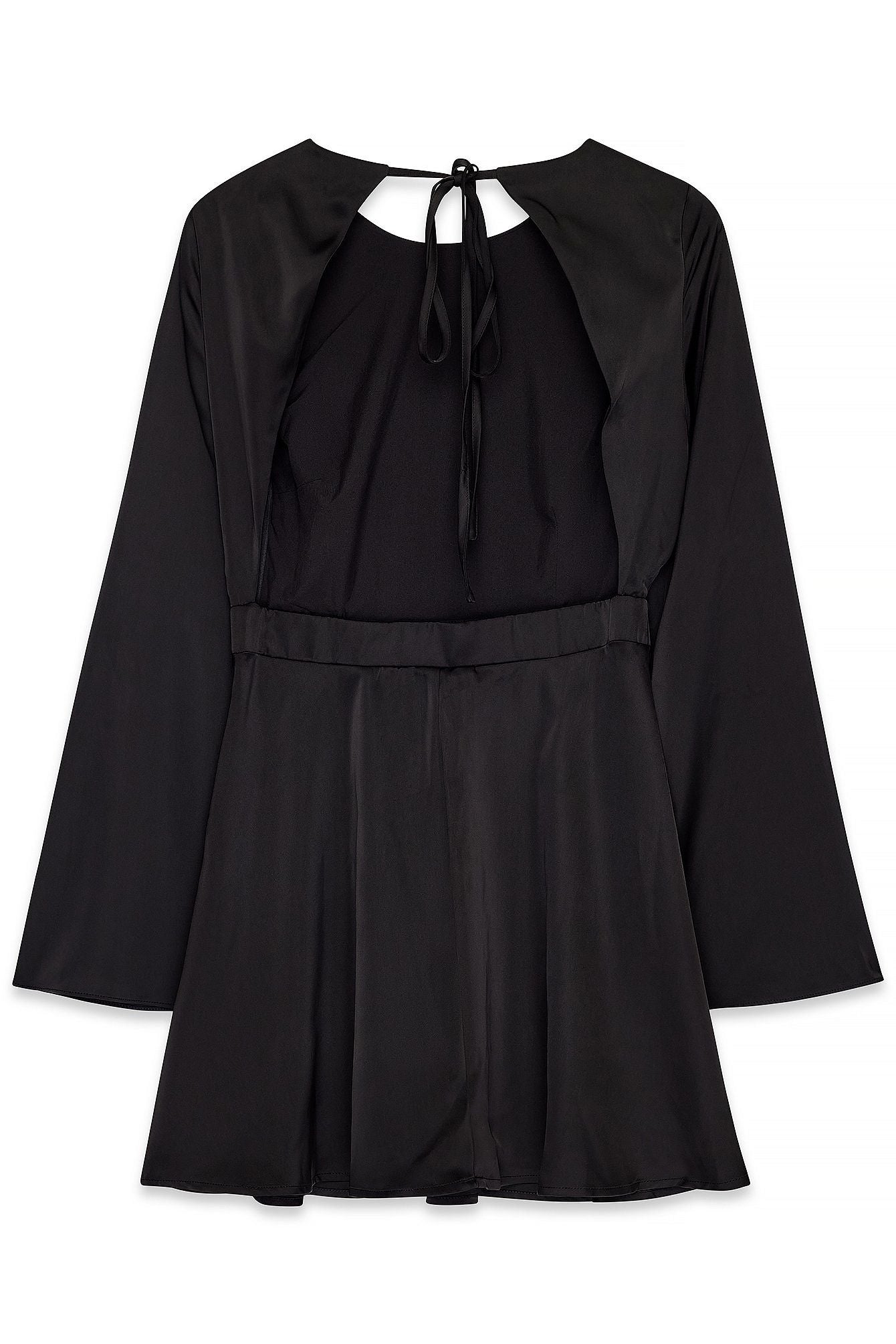 Robe Courte Satinée Dos Nu | Manches Kimono Amples | Mini Robe Soirée Chic