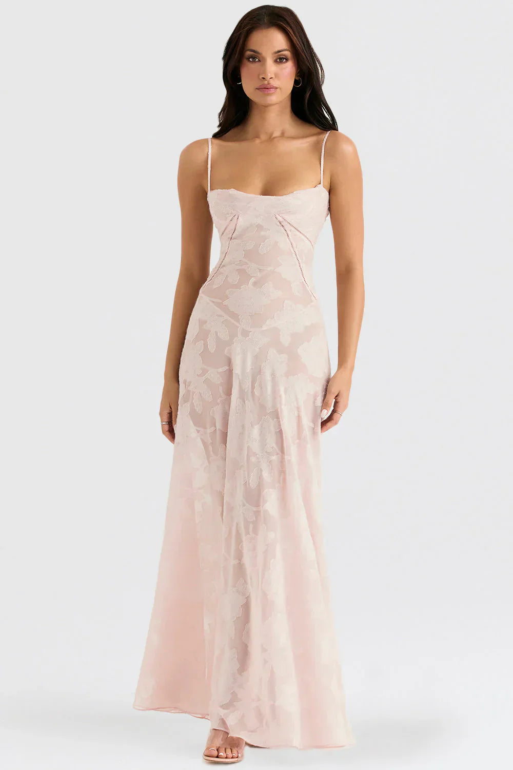 Robe Longue Brodée | Polyester Brodé | Élégance Estivale | Mariages & Réceptions