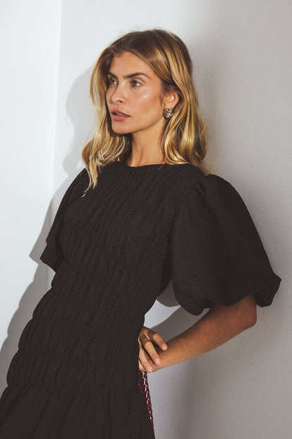 Robe Maxi Femme - Manches Courtes Froncée Évasée | Été