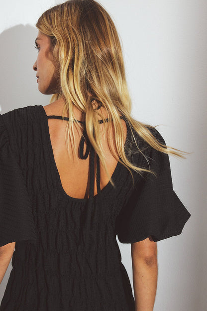 Robe Maxi Femme - Manches Courtes Froncée Évasée | Été