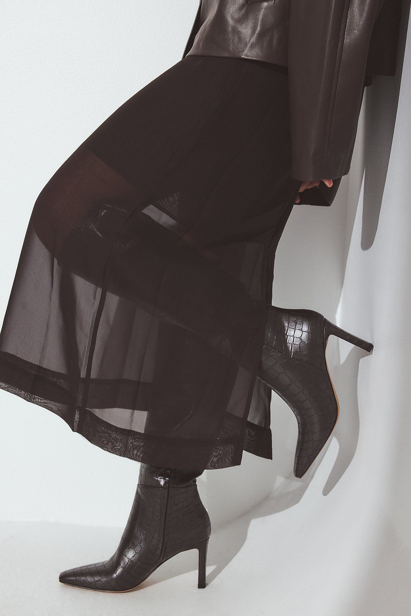 Bottes Montantes | Effet Croco et Talon Aiguille | Idéales pour un look glamour texturé