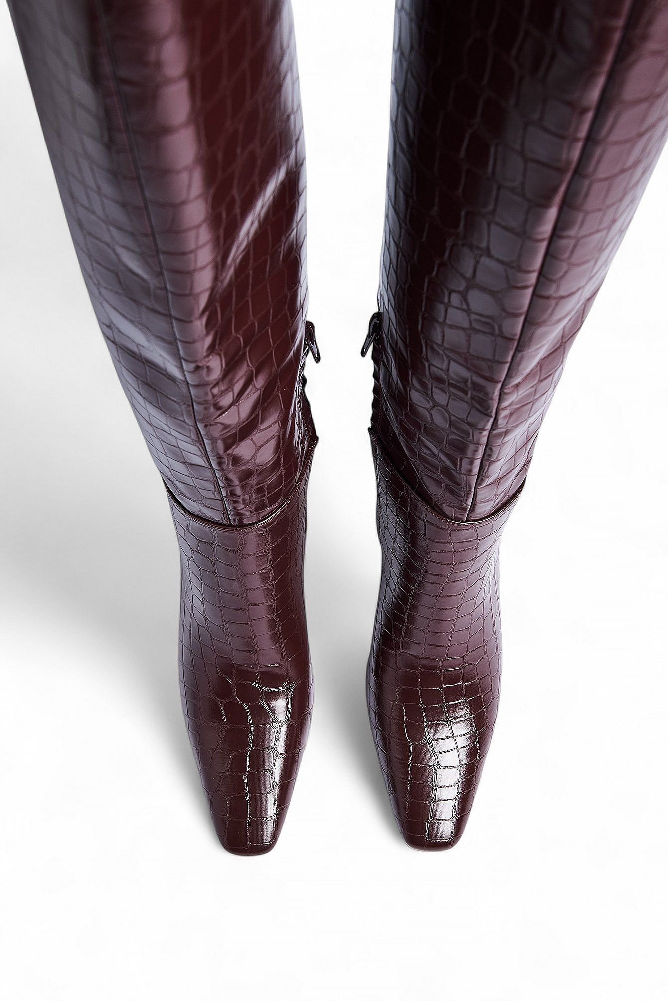 Bottes Montantes | Effet Croco et Talon Aiguille | Idéales pour un look glamour texturé