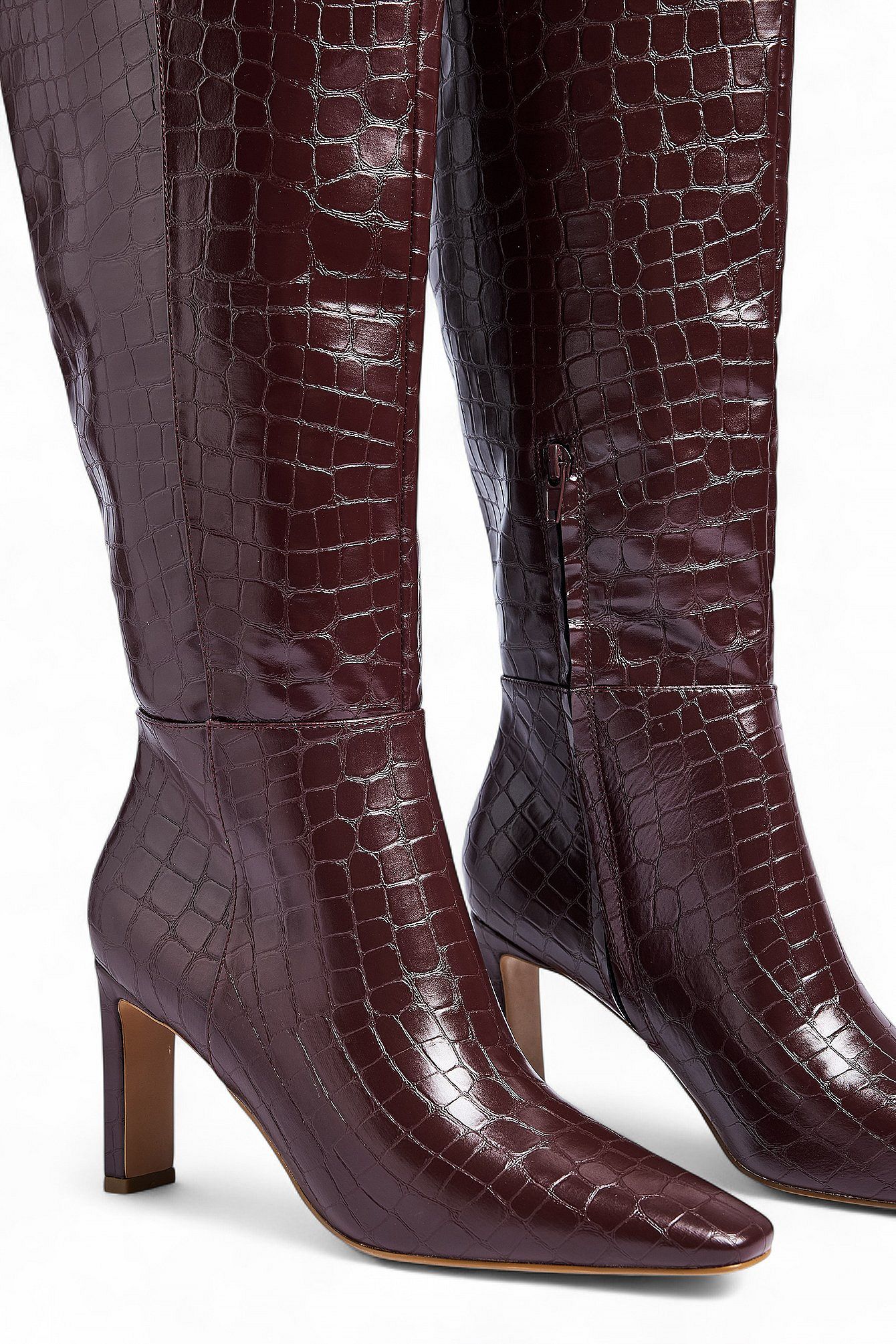Bottes Montantes | Effet Croco et Talon Aiguille | Idéales pour un look glamour texturé