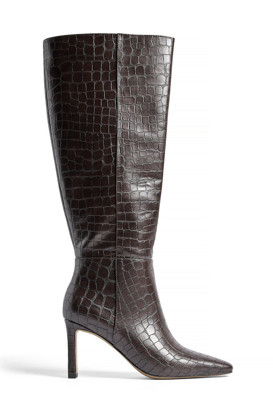 Bottes Montantes | Effet Croco et Talon Aiguille | Idéales pour un look glamour texturé