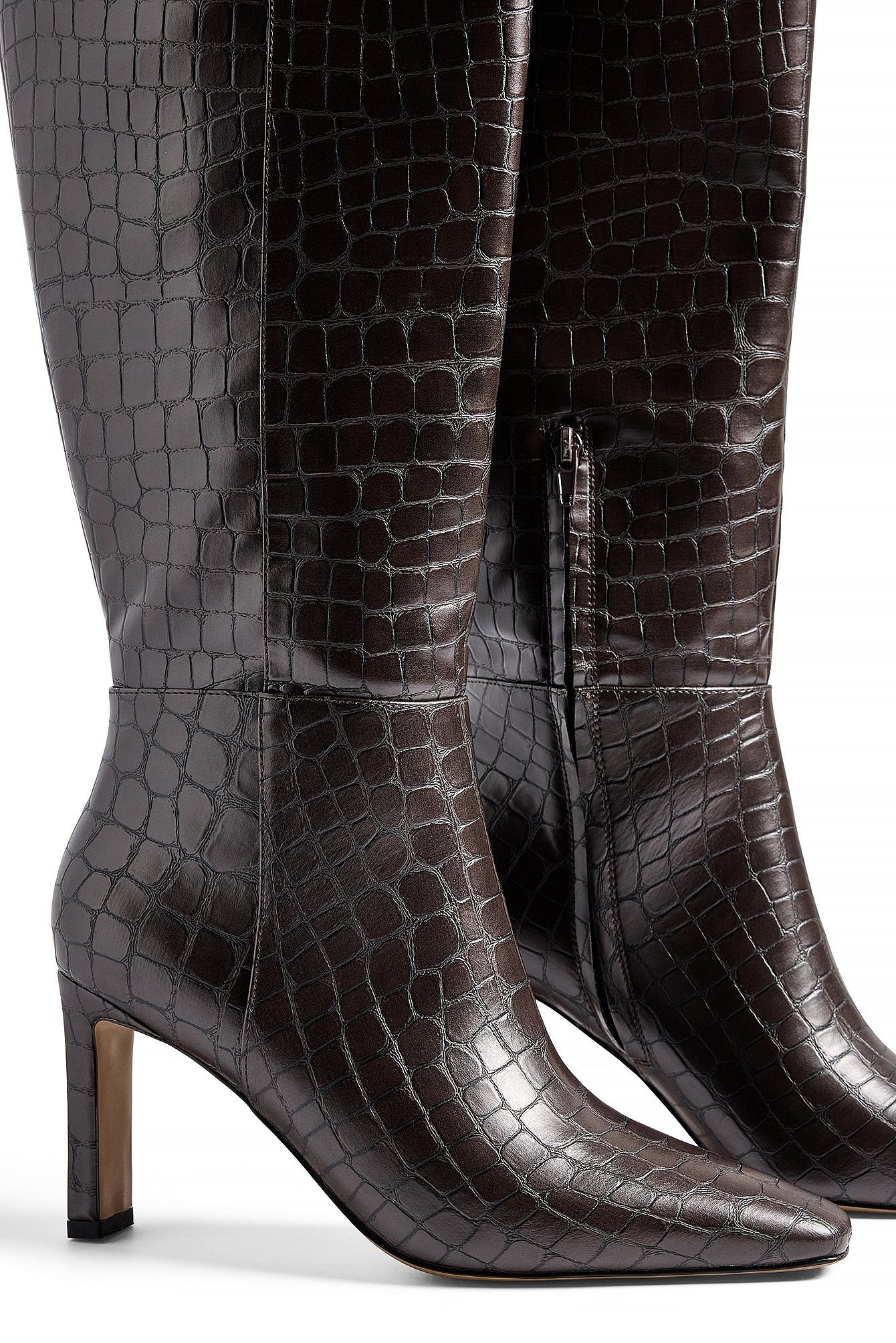 Bottes Montantes | Effet Croco et Talon Aiguille | Idéales pour un look glamour texturé